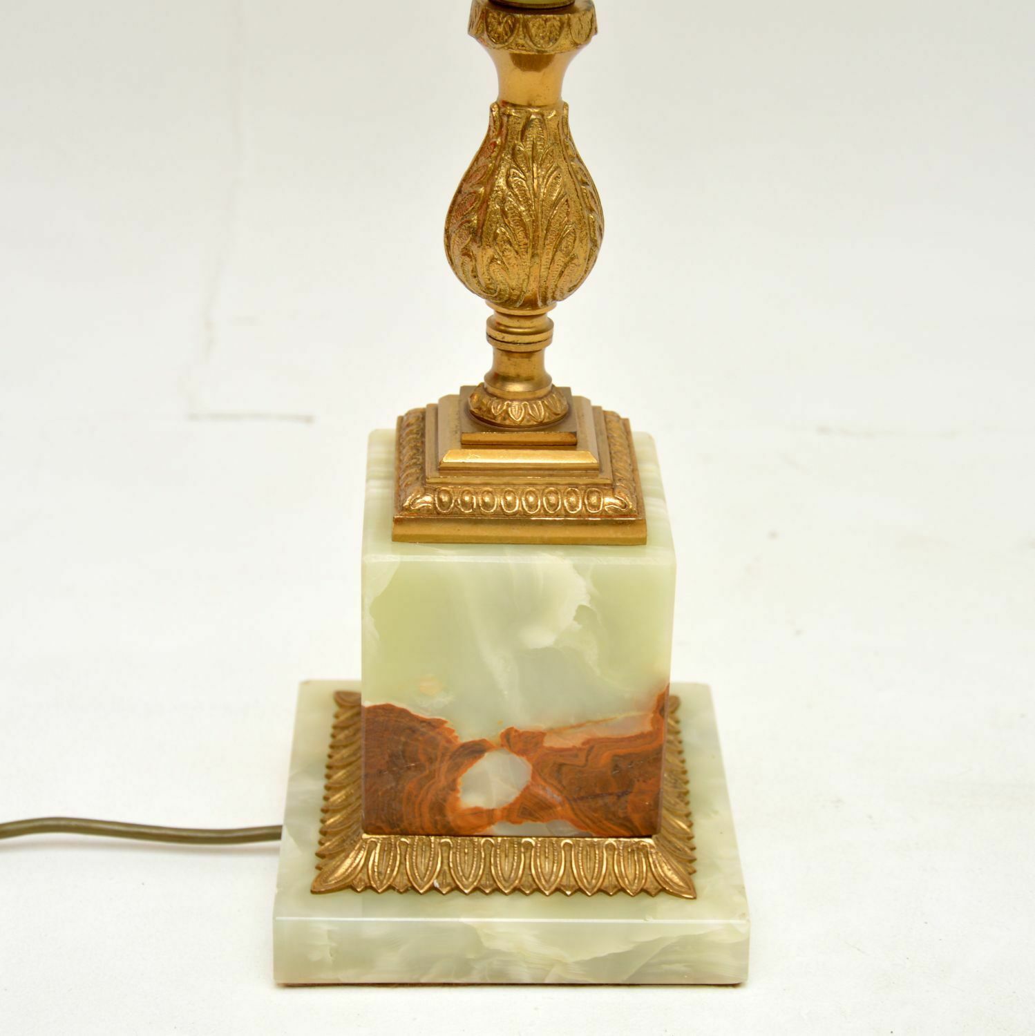 Large Antique French Onyx & Gilt Metal Table Lamp photo for sale