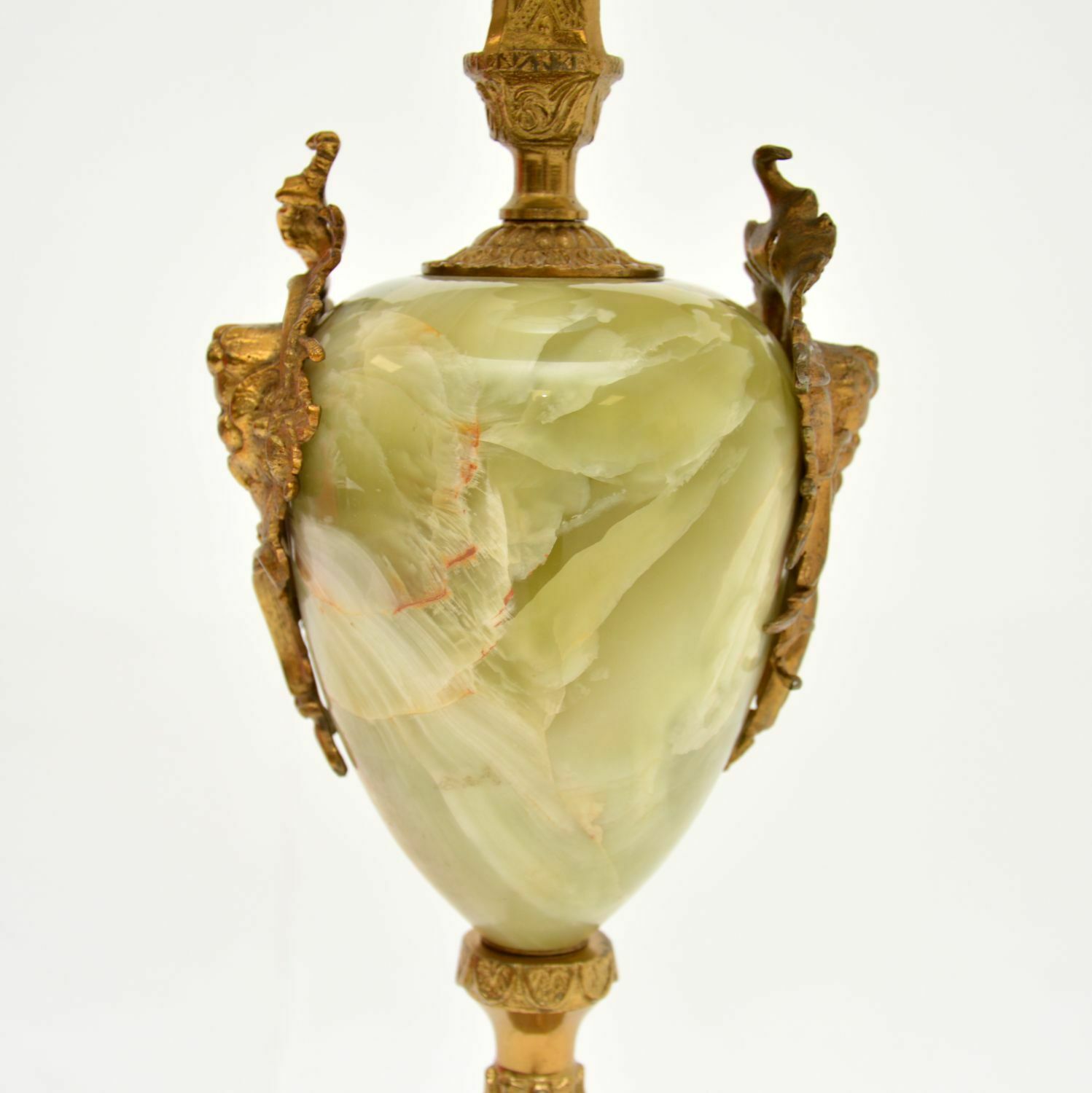 Large Antique French Onyx & Gilt Metal Table Lamp photo Lighting