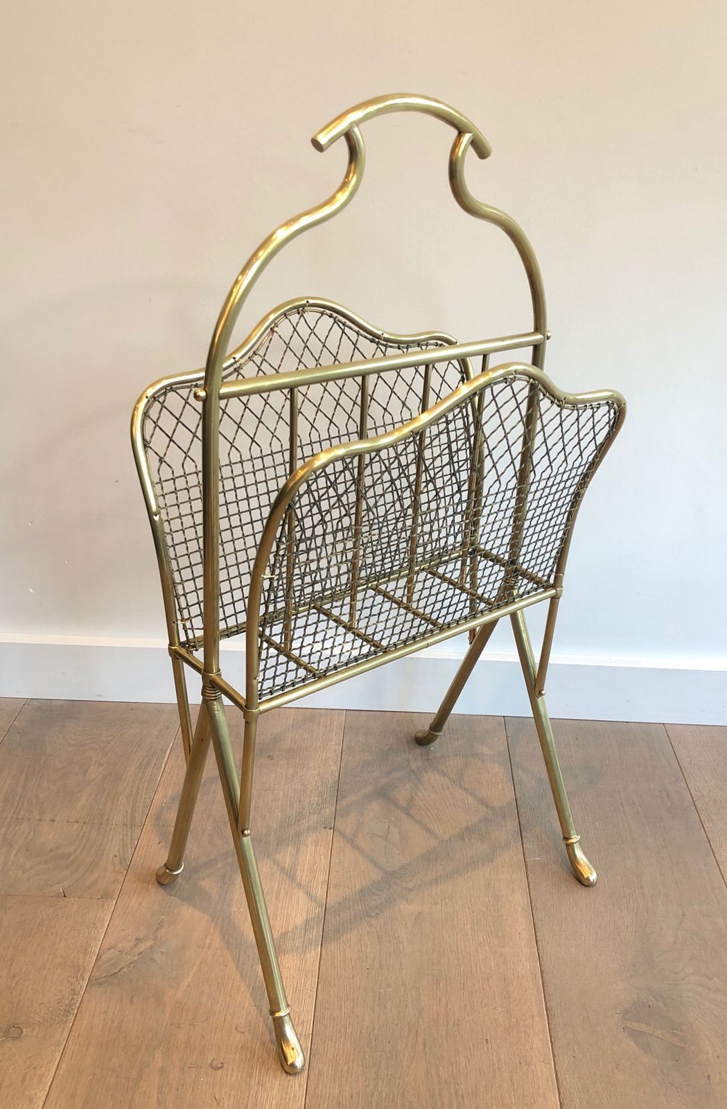 Pair Of Brass Magazine Racks Attributed To Maison Jansen photo for sale