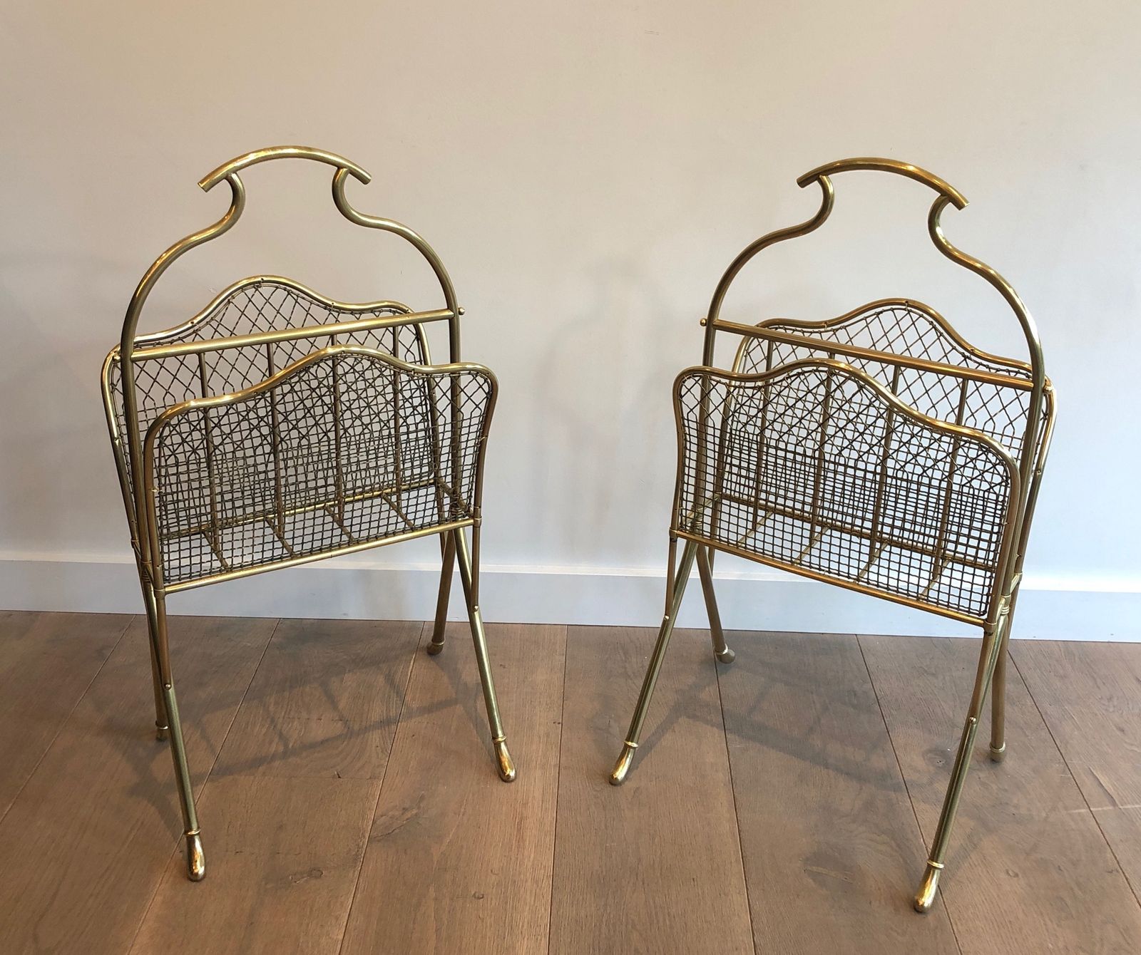 2450.0 Pair Of Brass Magazine Racks Attributed To Maison Jansen photo