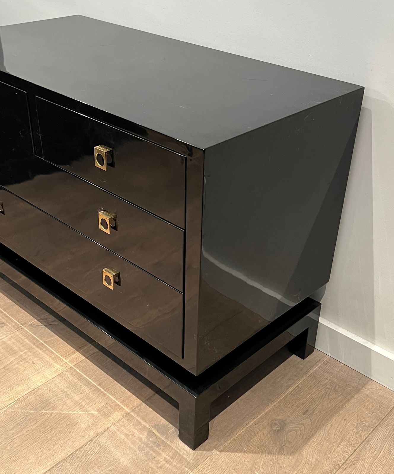 Black Lacquered Chest Of Drawers By Guy Lefèvre For Maison Jansen photo buy