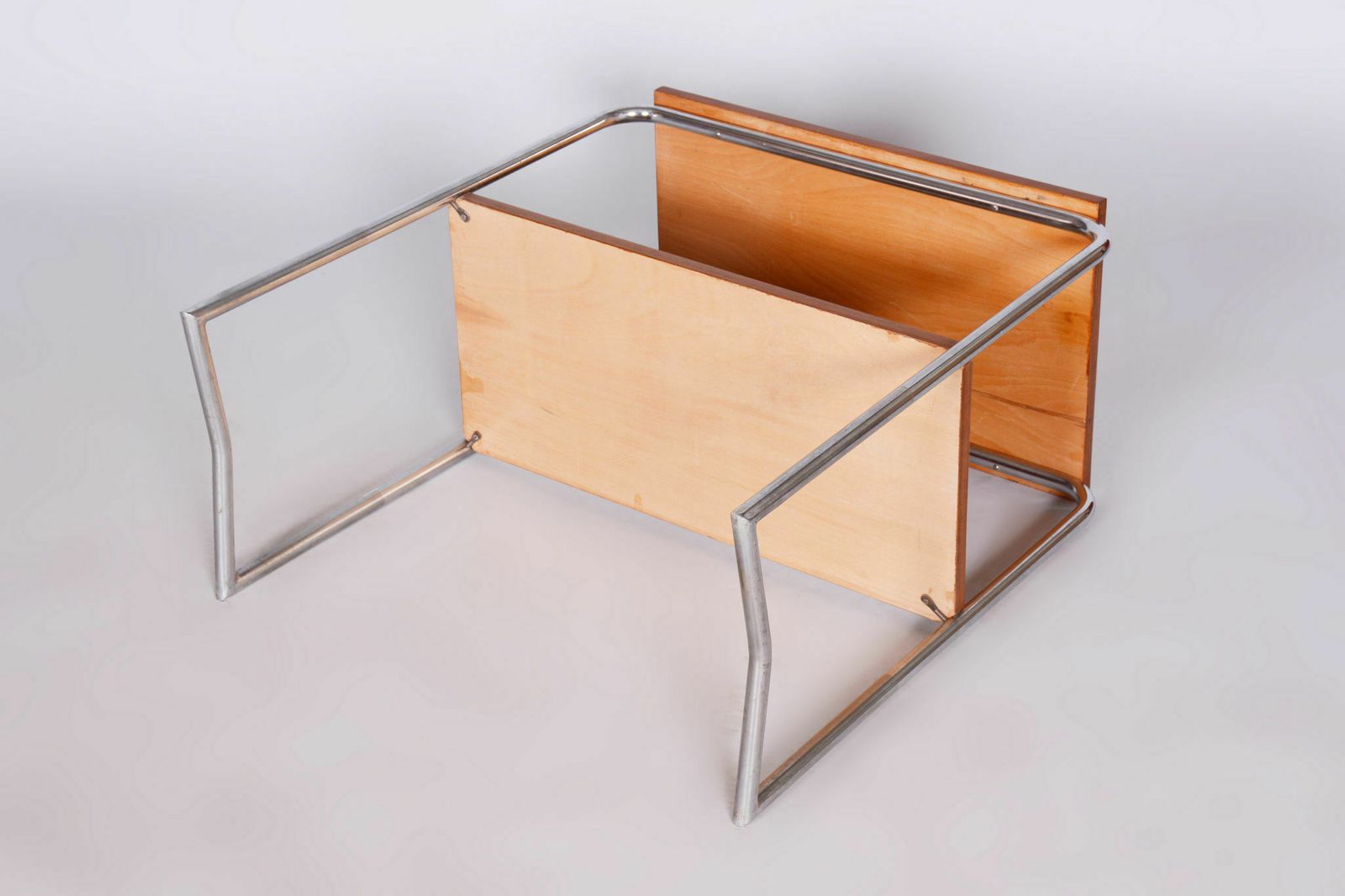 photo furniture Restored Bauhaus Side Table, Hynek Gottwald, Walnut, Chrome, Czechia, 1930s