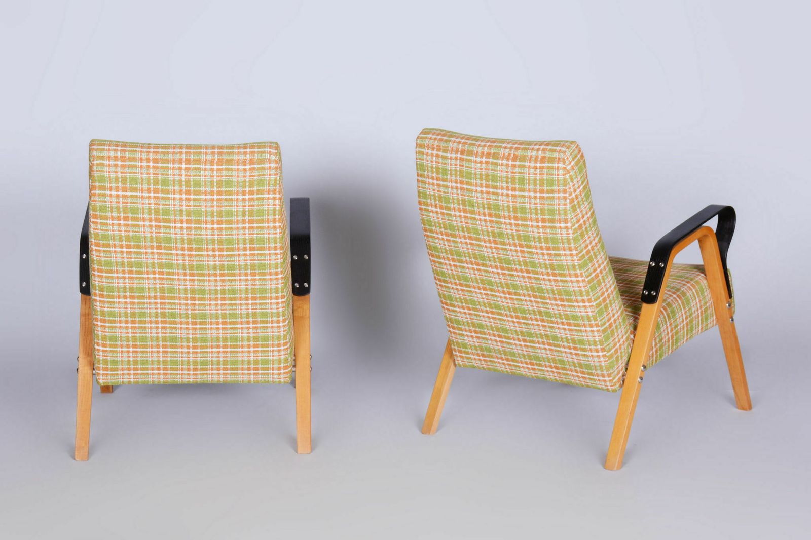 Pair Of Restored Mid Century Oak Armchairs By Tatra Pravenec, Czechia, 1950s photo furniture