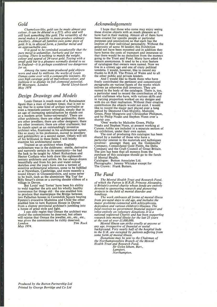 Louis Osman Louis Osman Architect Goldsmith Silversmith 1974 Catalogue Prince Of Wales Crown 1974 photo 75.0