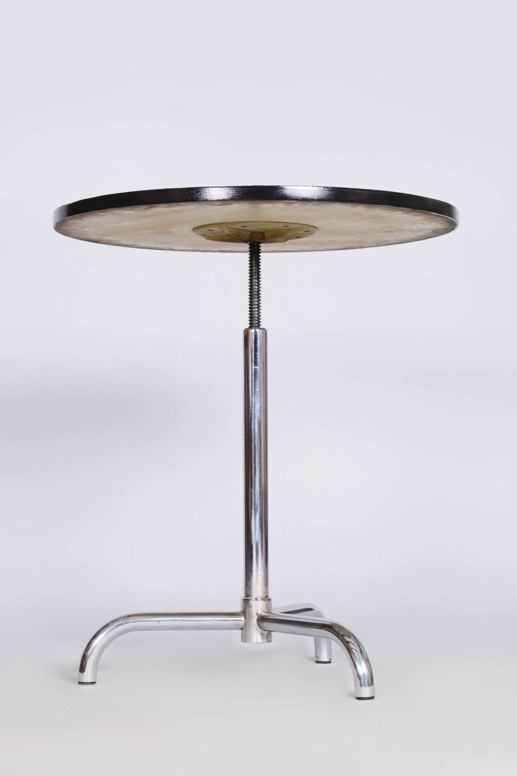 Restored Bauhaus Coffee Table, Adjustable Height, Hynek Gottwald, Chrome Plated Steel, Czechia, 1930s photo for sale