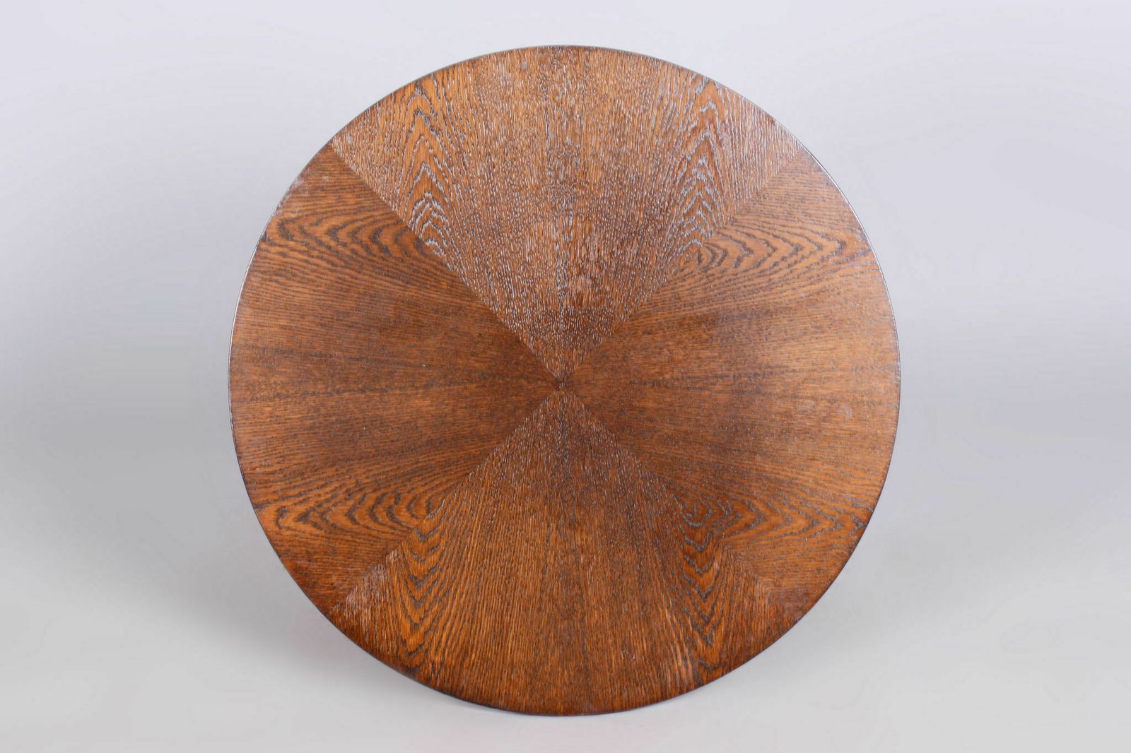 photo furniture Restored Bauhaus Oak Small Round Table, Chrome Plated Steel, Czechia, 1930s