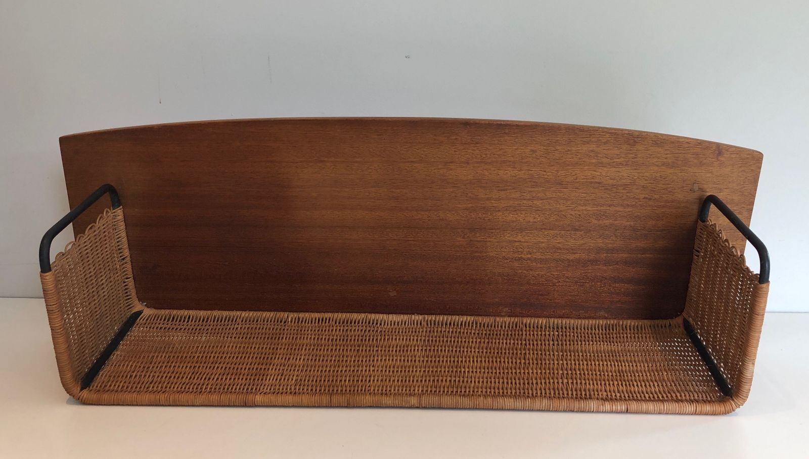 Furniture Shelf In Wood, Rattan And Lacquered Metal By Raymond Glemeau photo