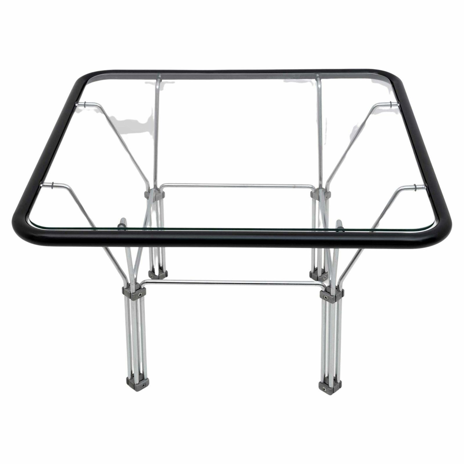 Attributed Niels Bendtsen Post Modern Crystal And Steel Coffee Table, 1970s