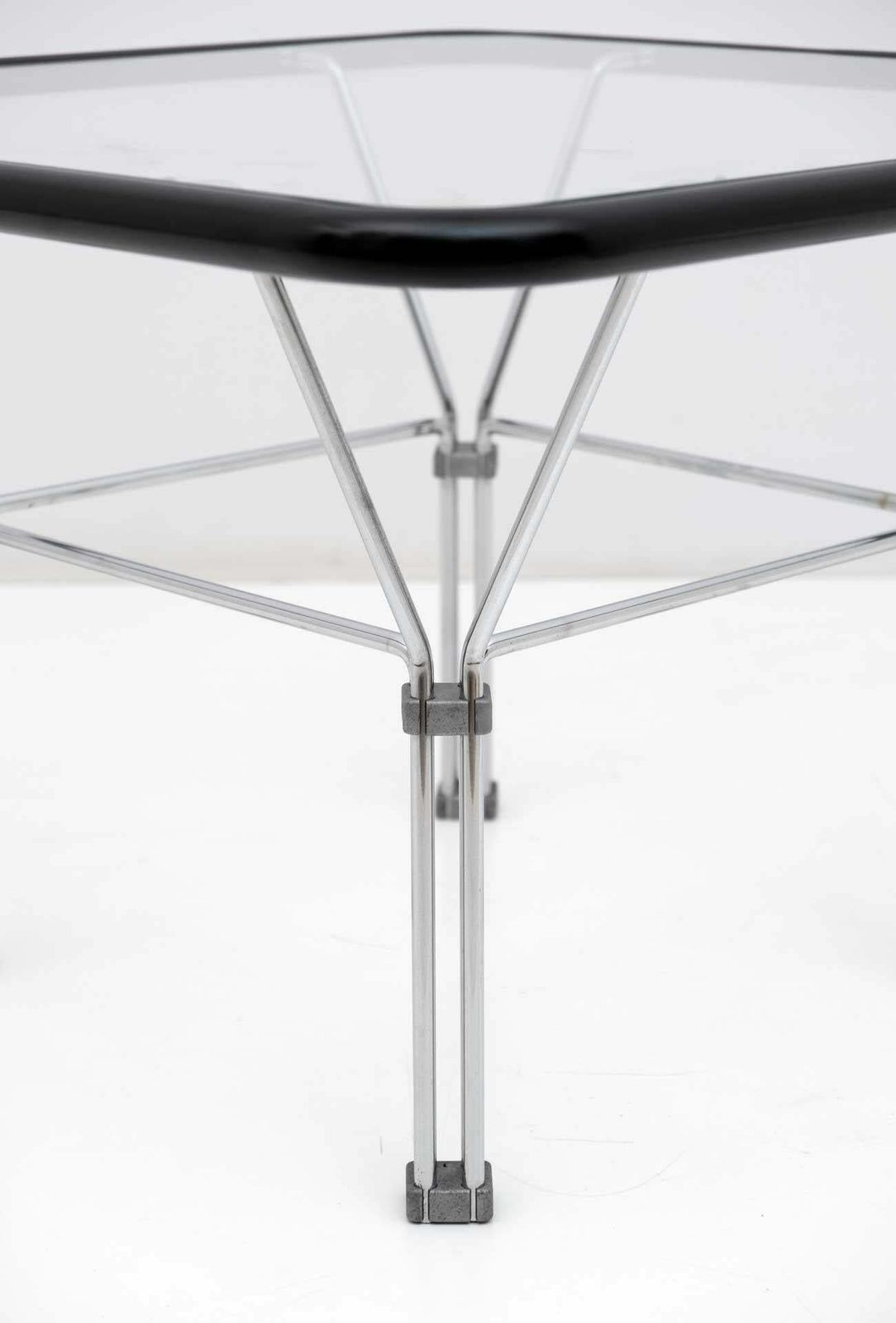 Attributed Niels Bendtsen Post Modern Crystal And Steel Coffee Table, 1970s photo vintage