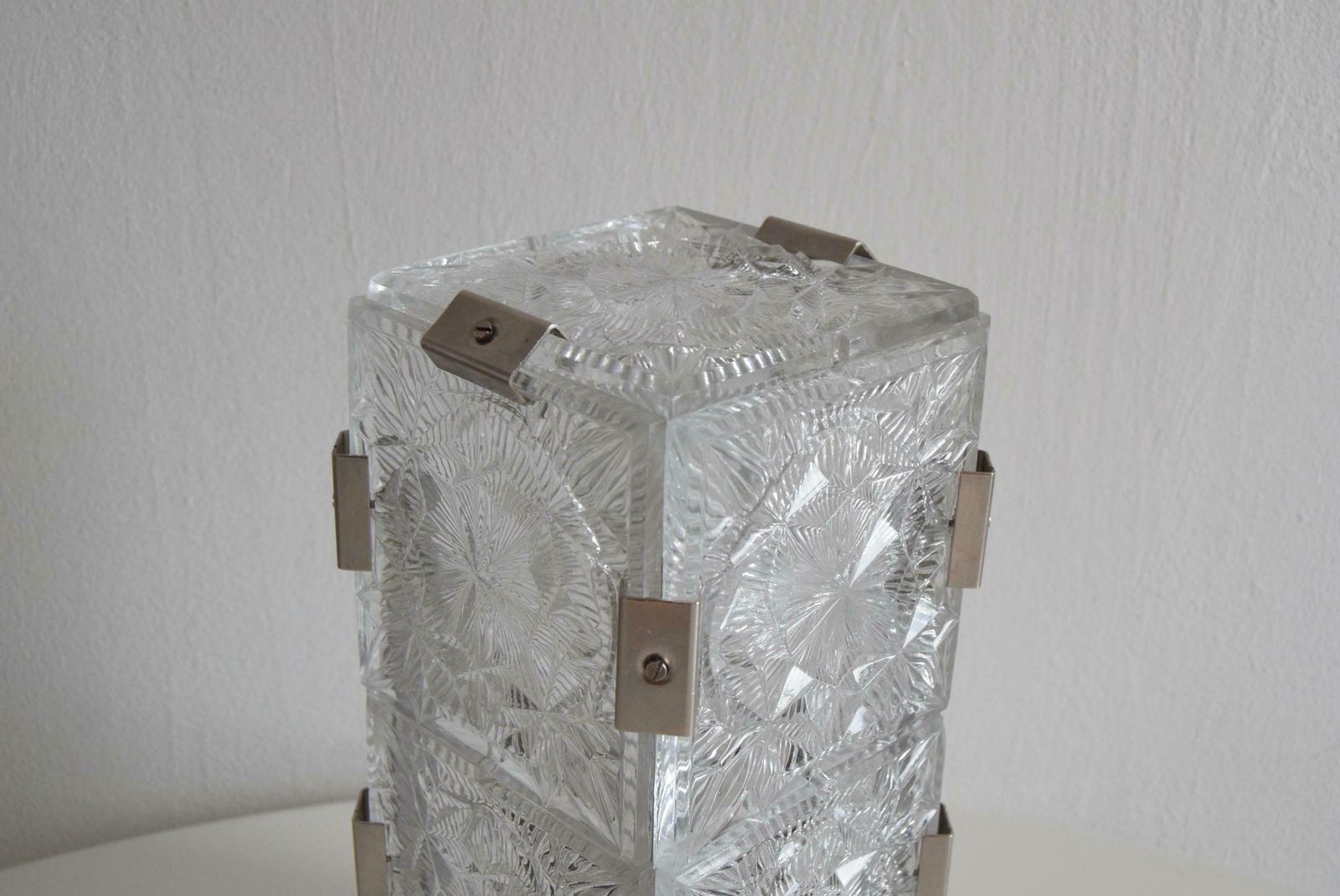 Vintage Rare Glass Table Lamp By Josef Hejtman For Kamenicky Senov, 1960's. photo vintage