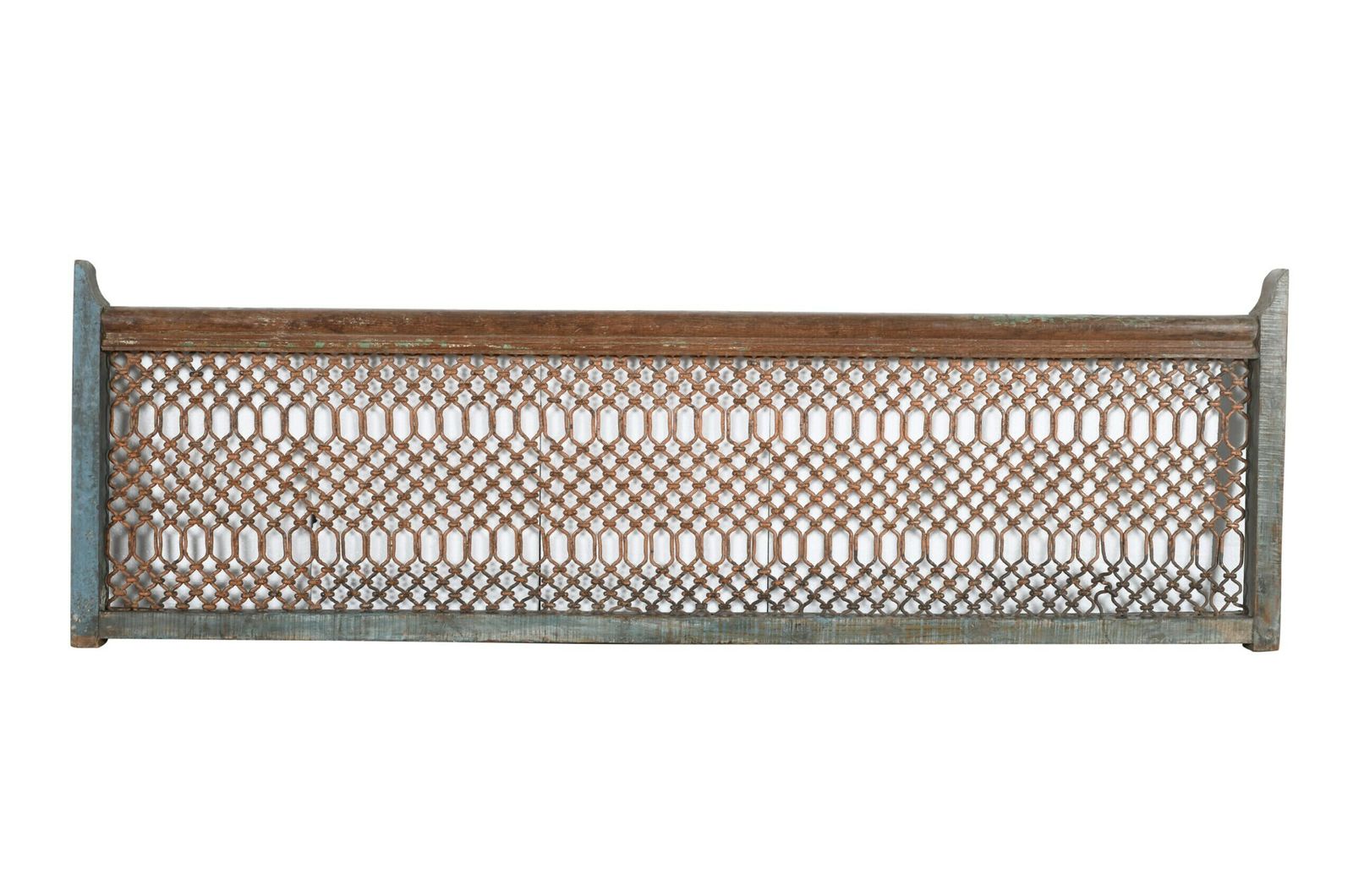 Exquisite Antique Indian Teak Wood And Iron Bannister   Vintage Architectural Salvage, Handcrafted Artistry