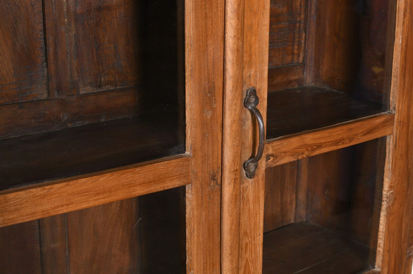 Vintage Antique Indian Teak Wood Library Cabinet | Handcrafted Rustic Bookcase | Vintage Home Office Decor photo furniture