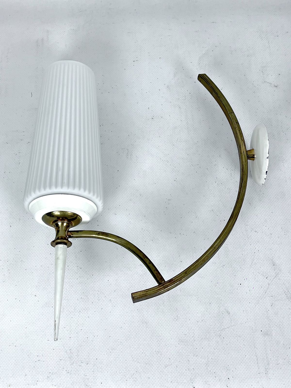 photo furniture Mid Century Italian Pair Of Sconces In Brass And Opaline Glass
