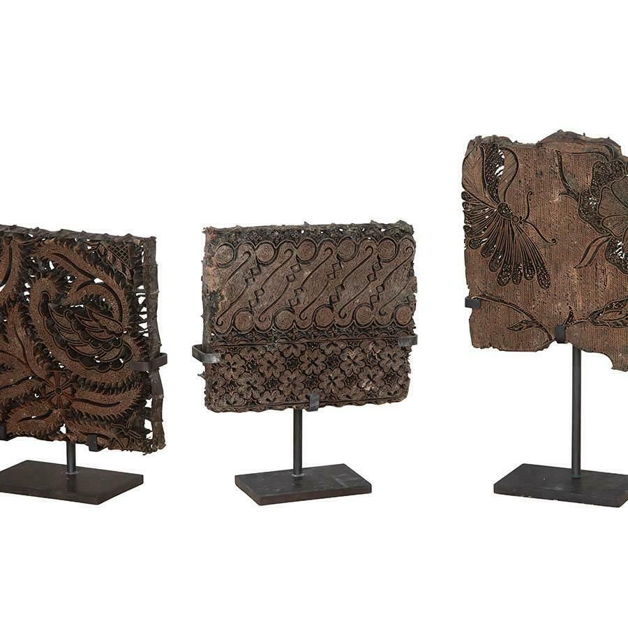 Collection Of Five 19th Century Batik Printing Blocks photo vintage