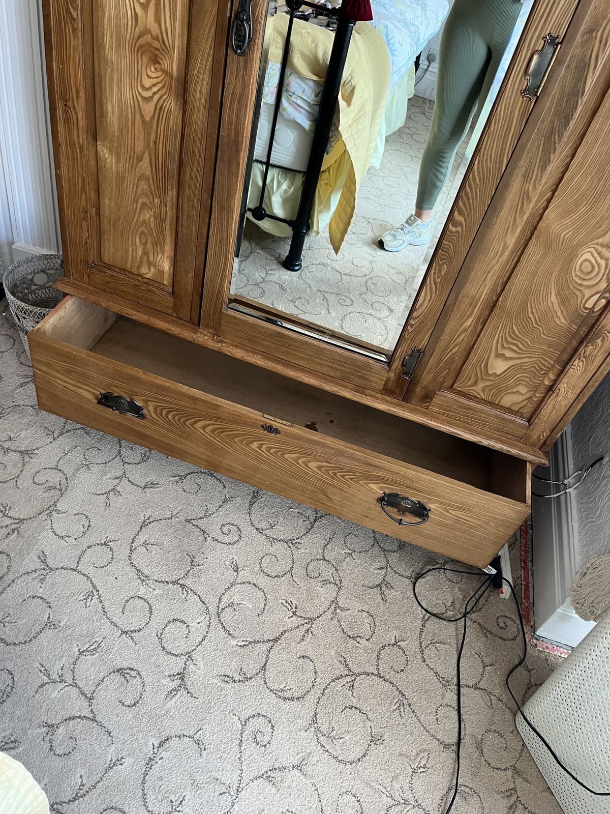 Antique Pine Wood Wardrobe photo furniture