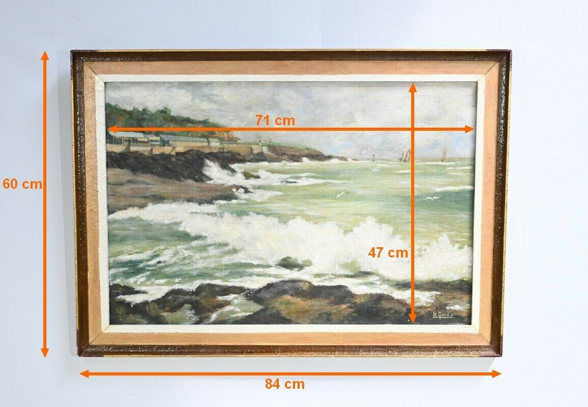 photo vintage Oil On Canvas, Signed A. Le Guen   2nd Part 20th Century