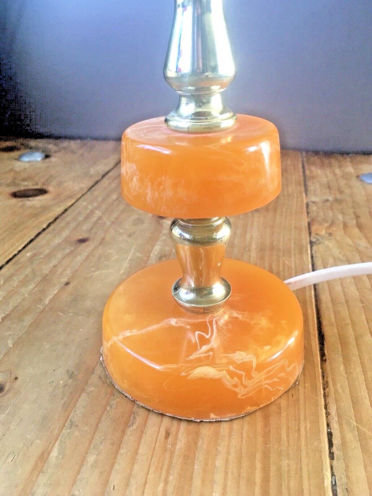 Vintage 60's Orange Lucite Acrylic Marble Effect Hooped Table Lamp Kitsch Retro photo 60.0