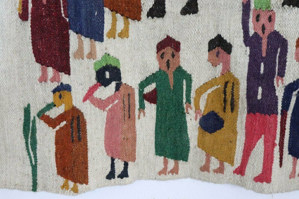 Handmade Israeli Wall Tapestry Or Wall Rug, 1930s photo vintage