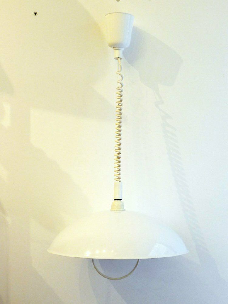 Italian White Lacquered Metal Pendant, 1970s