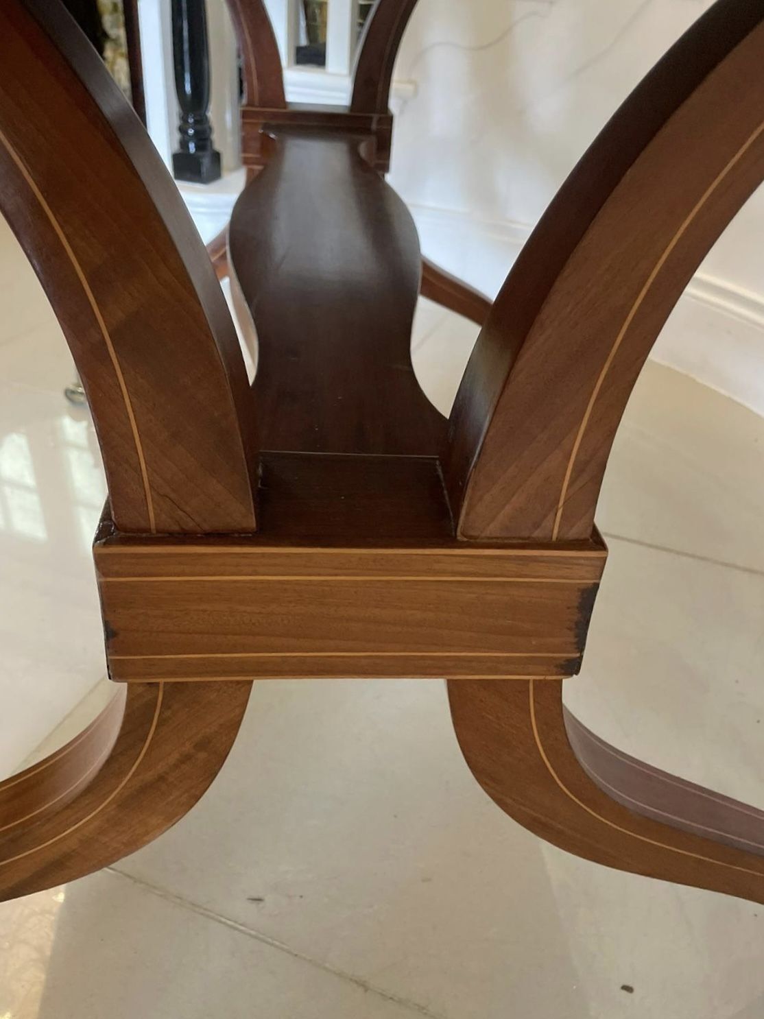 Unusual Antique 19th Century Quality Mahogany And Satinwood Inlaid Freestanding Dining Table photo furniture