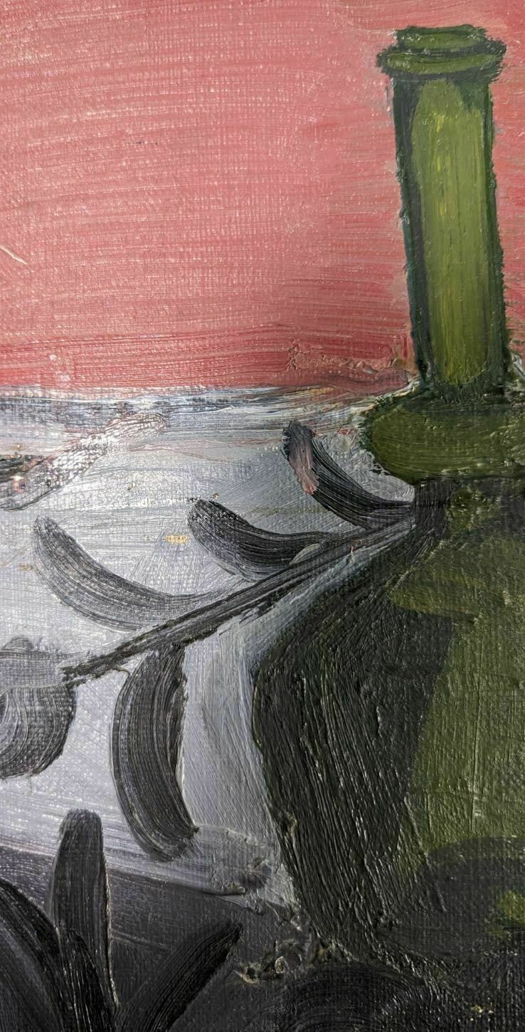 Still Life Oil On Canvas Bottle And Cabbage photo furniture