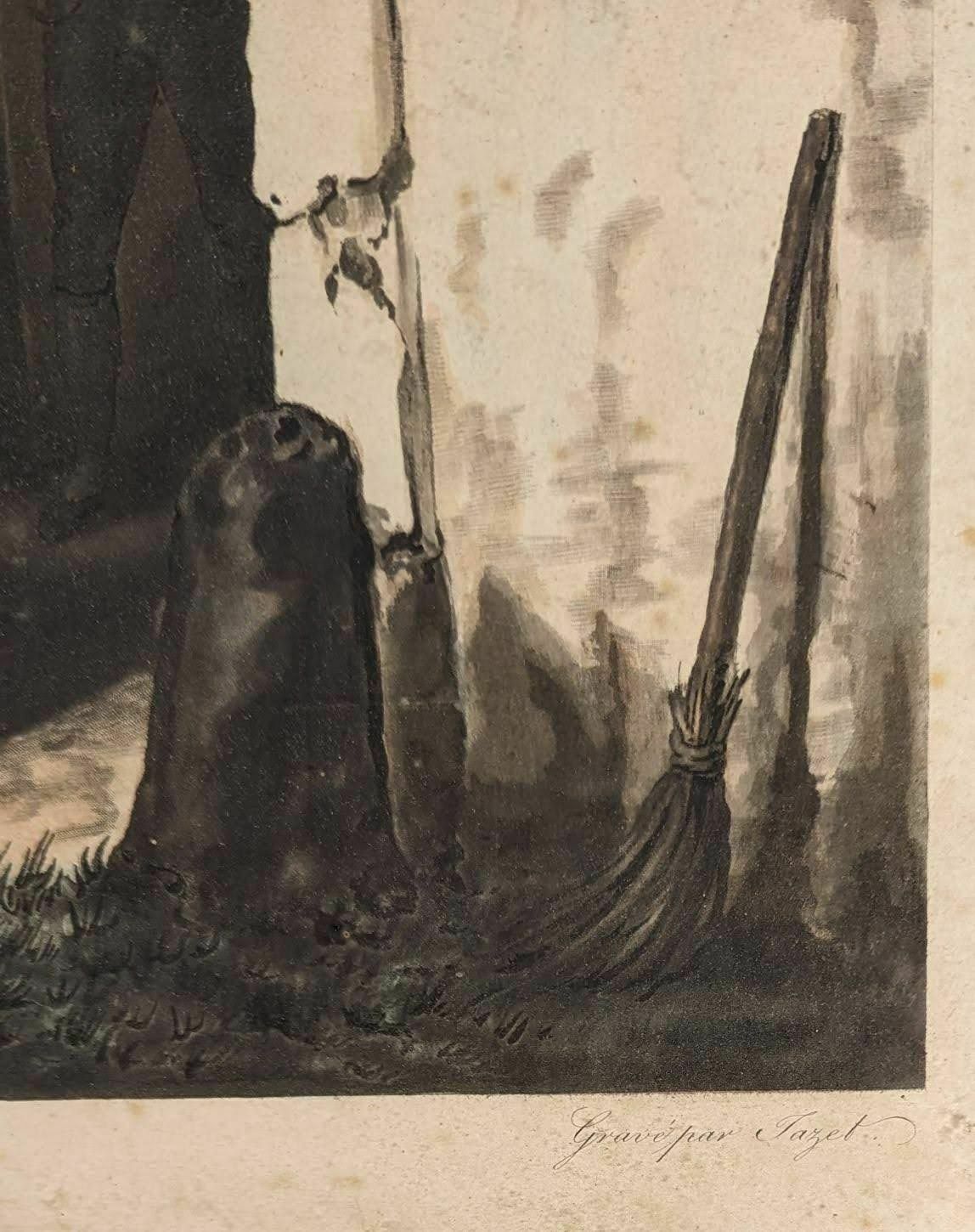 photo for sale Old Engraving Entitled La Route De Poissy From The 19th Century