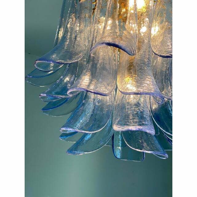 Contemporary Blue “Selle” Murano Glass Chandelier photo Lighting