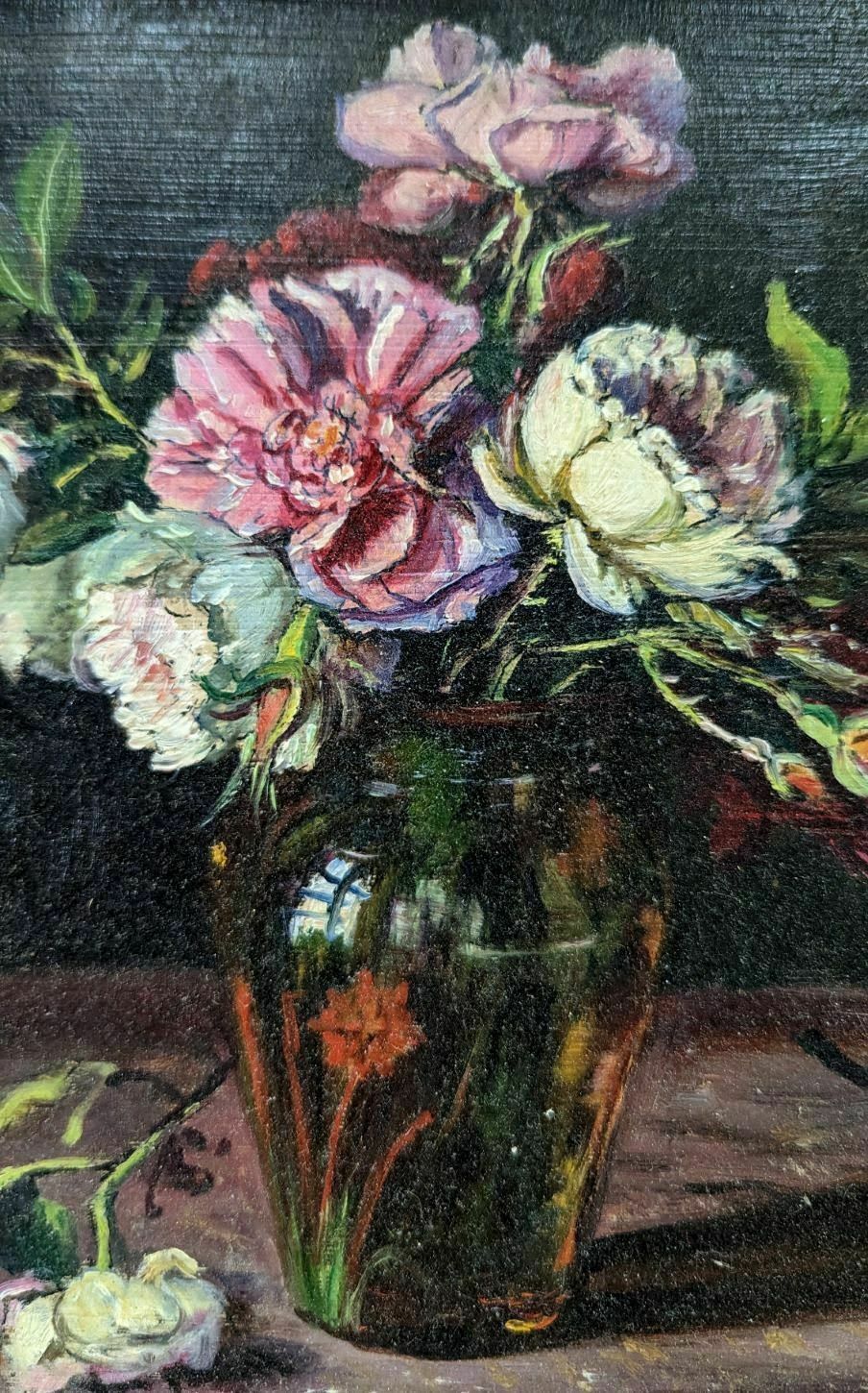 Painting Still Life With Vase Of Peonies photo furniture