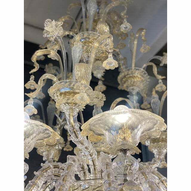Contemporary Venetian "Ca Rezzionico" Gold Murano Glass Chandelier photo for sale