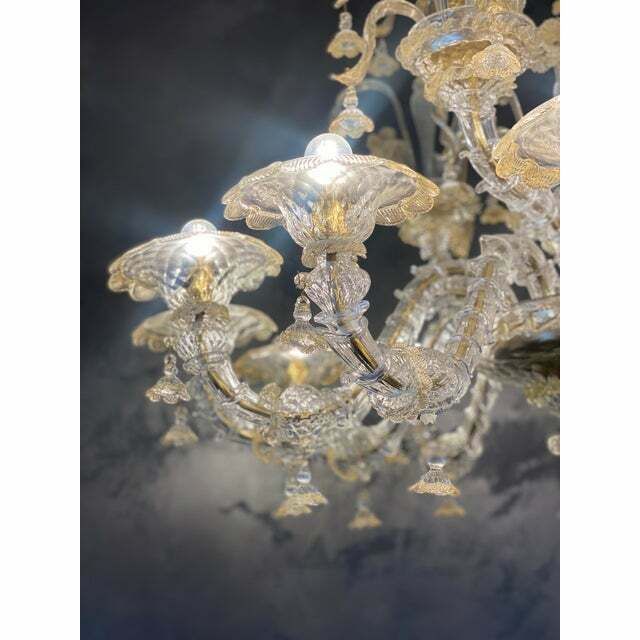 photo furniture Contemporary Venetian "Ca Rezzionico" Gold Murano Glass Chandelier