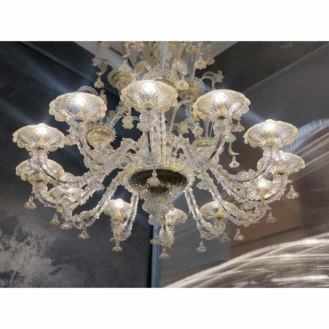 Contemporary Floral Venetian "Ca Rezzonico" Gold Murano Glass Chandelier photo for sale