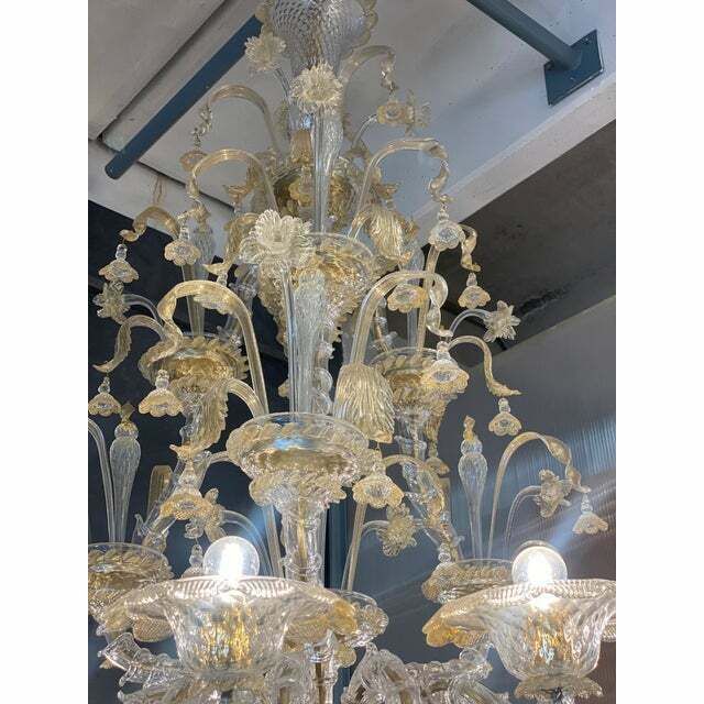 photo furniture Contemporary Floral Venetian "Ca Rezzonico" Gold Murano Glass Chandelier