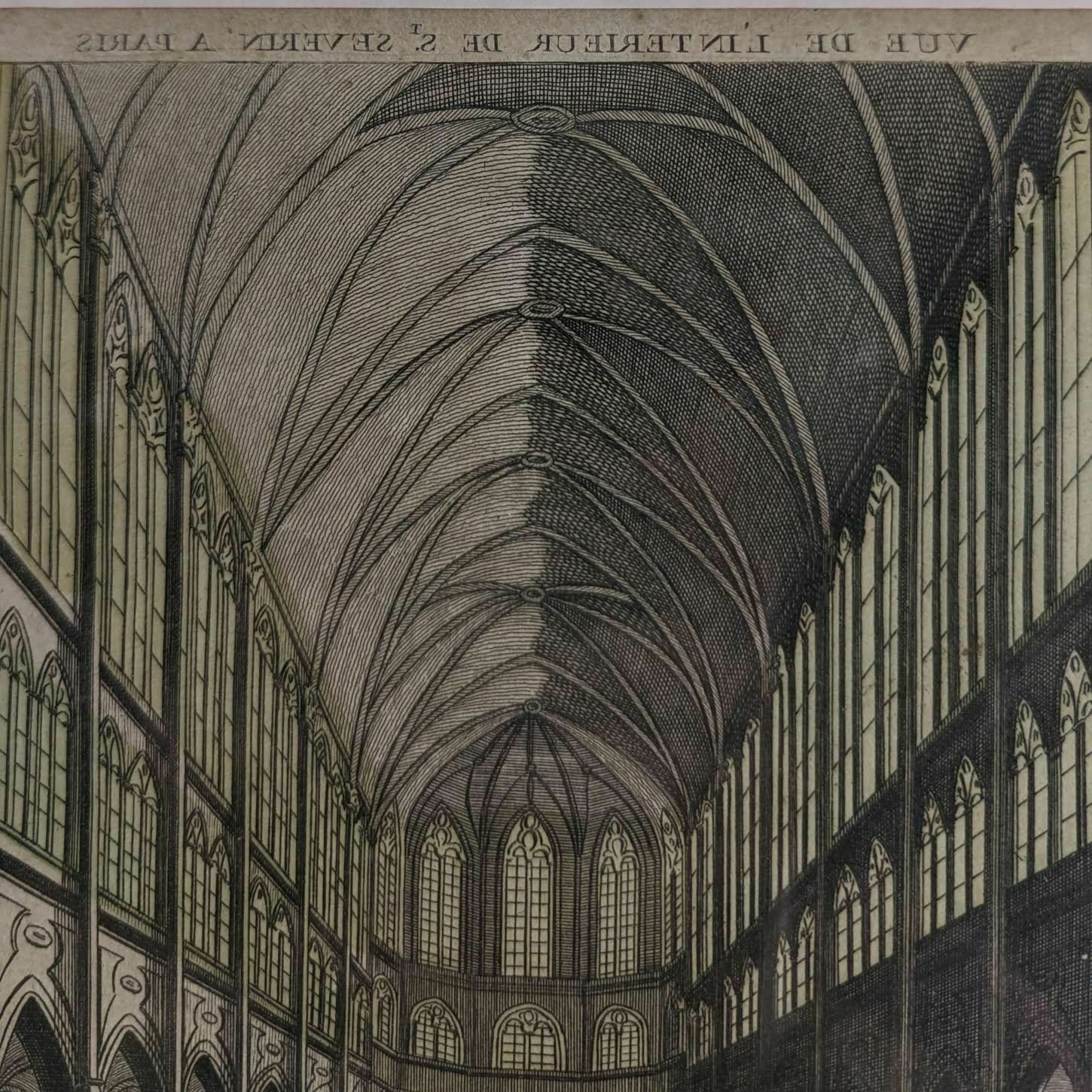 Engraving Optical View The View Of The Interior Of The Saint Séverin Basilica In Paris photo for sale