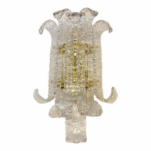 Contemporary Transparent "Lingue" Murano Glass Wall Lamp In Barovier Style photo 2318.8