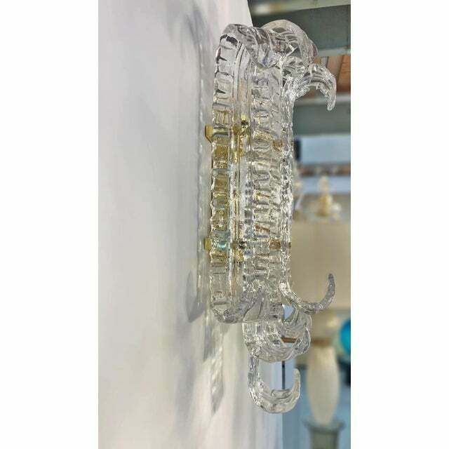 Contemporary Transparent "Lingue" Murano Glass Wall Lamp In Barovier Style photo buy
