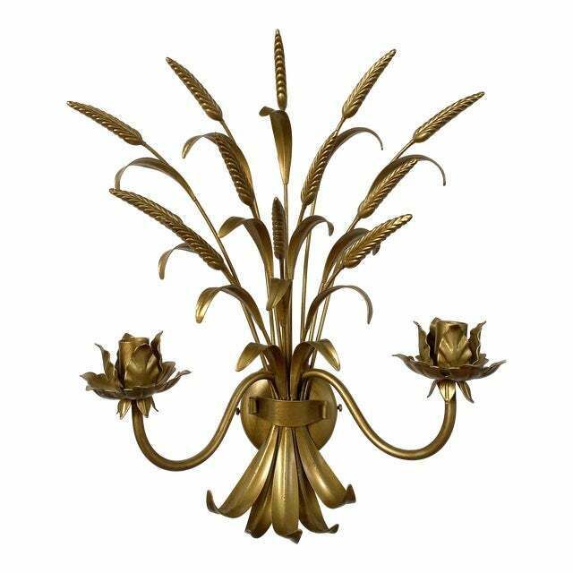 Contemporary Gold Florentine Wrought Iron Ears Wall Lamp