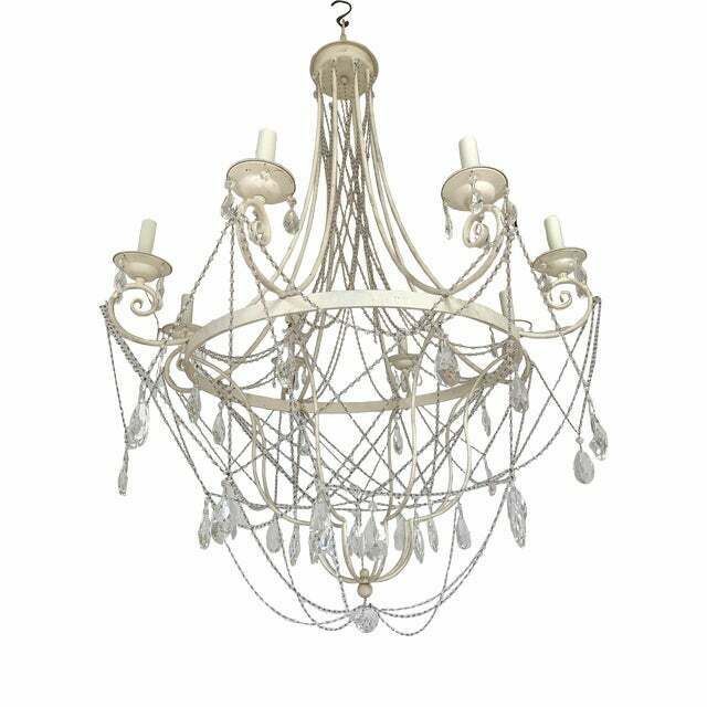 photo furniture Contemporary Ivory Florentine Iron And Crystals Chandelier