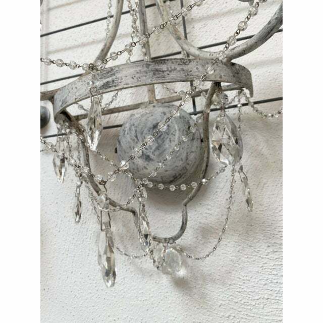photo furniture Contemporary Florentine Wrought Iron Wall Lamp With Crystals