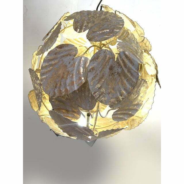 Contemporary Gold Leaf And White Leaves Sphere Suspension Pendant photo 5952.0