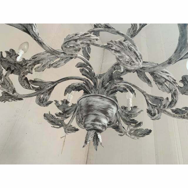 photo for sale Contemporary Brunish Clay Florentine Wrought Iron Leafs Chandelier