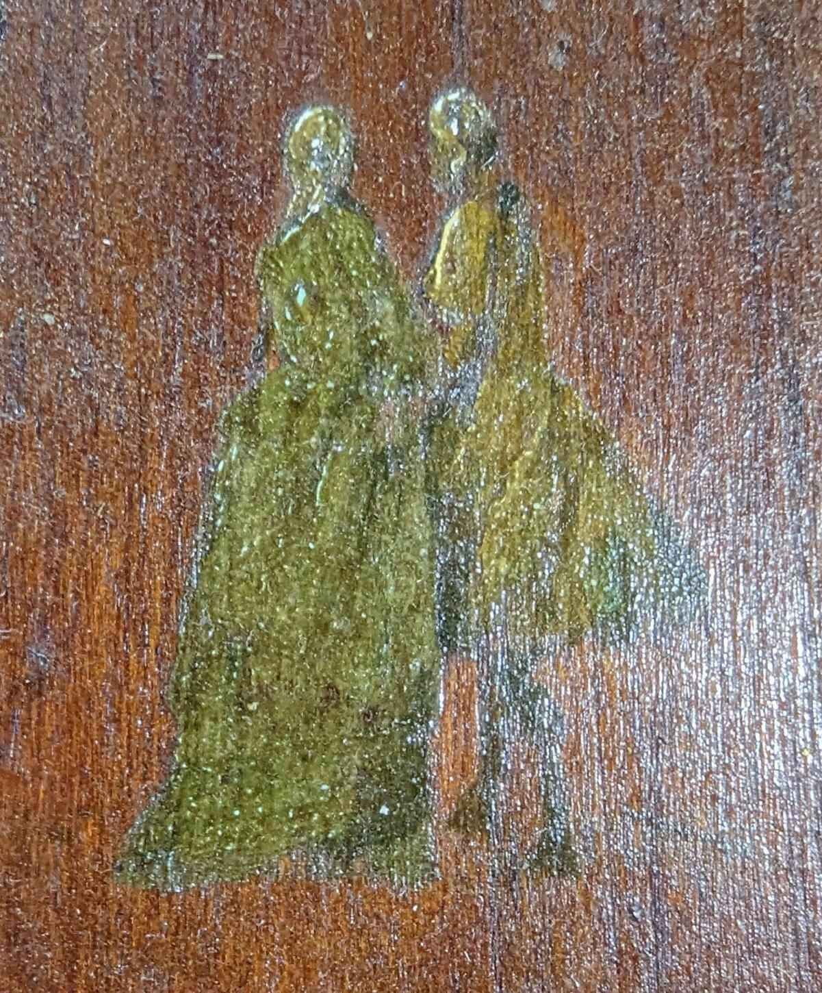 Painting On Wood Of A Character In 19th Century Dress photo Art