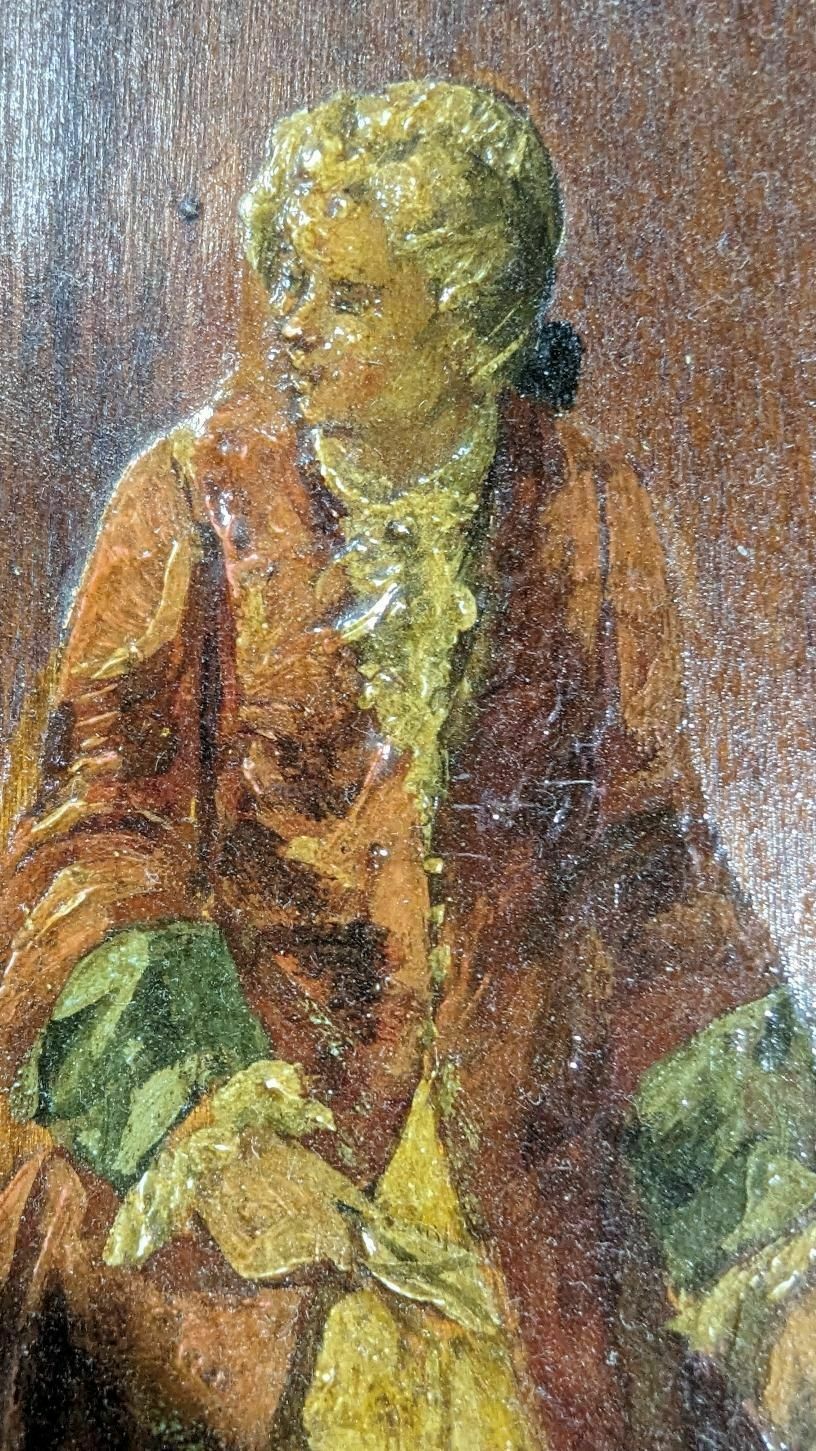 Painting On Wood Of A Character In 19th Century Dress photo 272.0