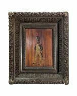 Art Painting On Wood Of A Character In 19th Century Dress photo