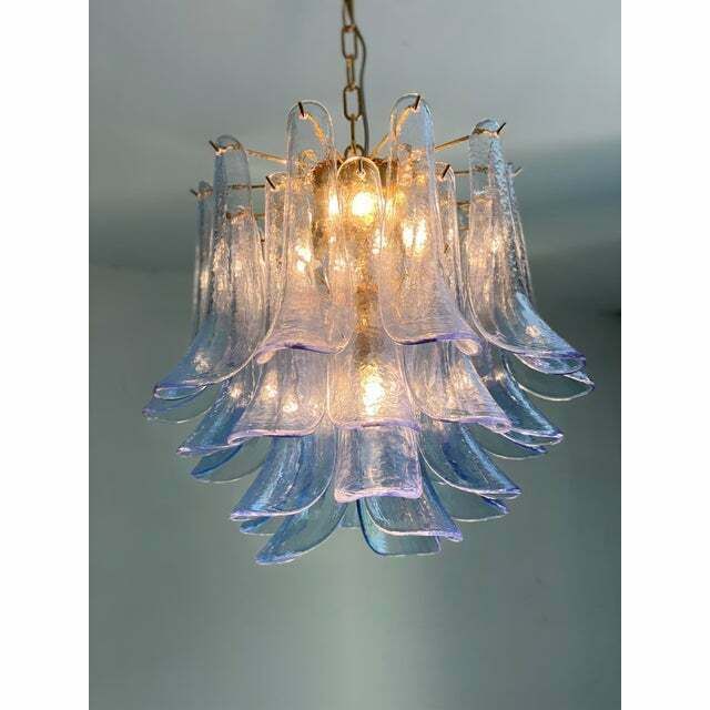 photo furniture Contemporary Blue “Selle” Murano Glass Chandelier