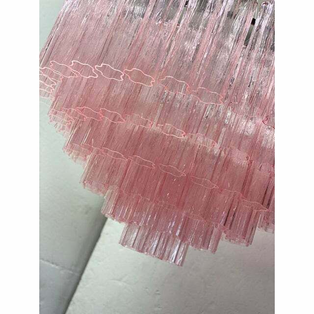Contemporary Pink "Tronchi" Murano Glass Chandelier In Venini Style photo 11408.0