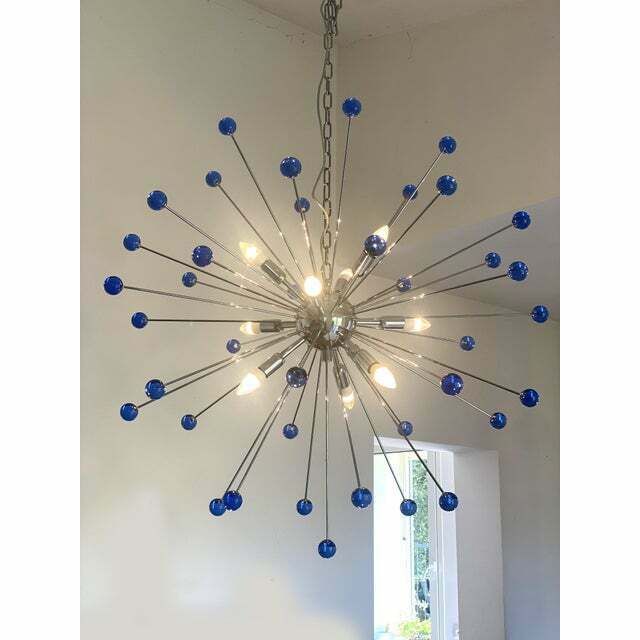 4712.0 Contemporary Blue “Star” Murano Glass Sputnik Chandelier photo