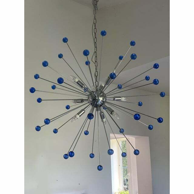 photo vinterior Contemporary Blue “Star” Murano Glass Sputnik Chandelier