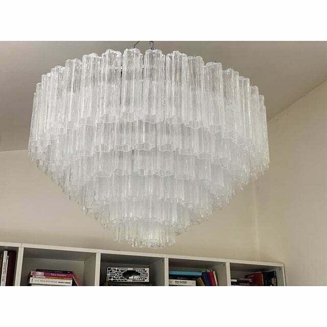 Contemporary Transparent "Tronchi" Murano Glass Chandelier In Venini Style photo for sale