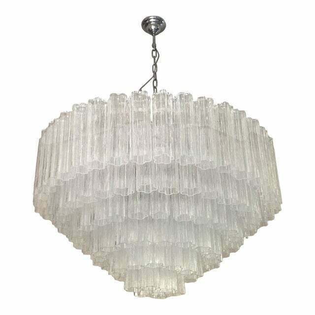 Contemporary Transparent "Tronchi" Murano Glass Chandelier In Venini Style photo Lighting