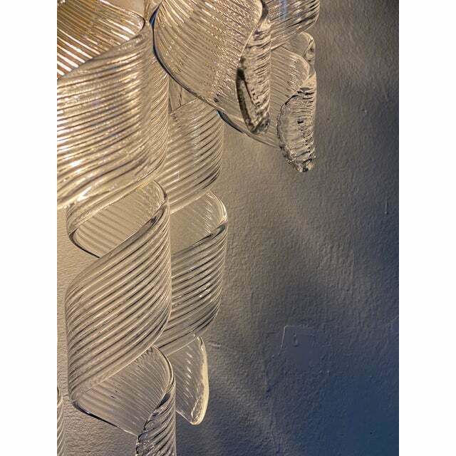 Lighting A Pair Of Contemporary Transparent “Ricci” Murano Glass Wall Sconces photo